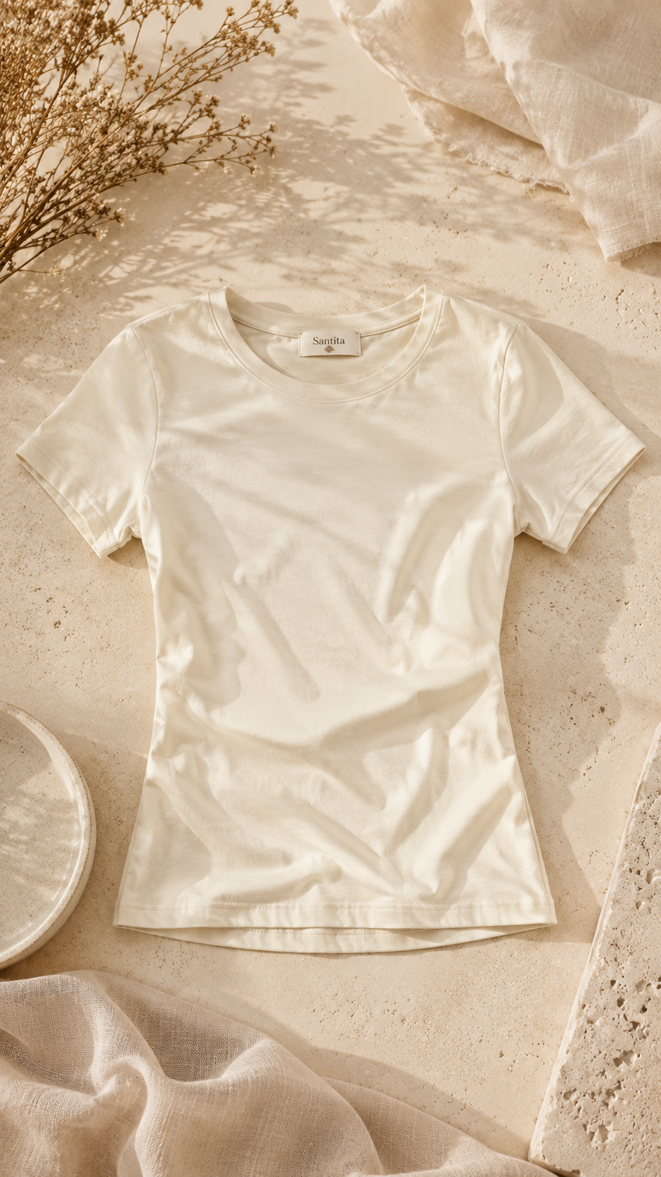 Playera Santita Essentials – Ivory | Algodón Premium para Mujer