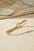 Pulsera de Oro de 14K con Trébol de Nácar y Broche de Zirconias