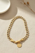 Pulsera Cadena Barbada Bitono Diamantada en Oro 10K